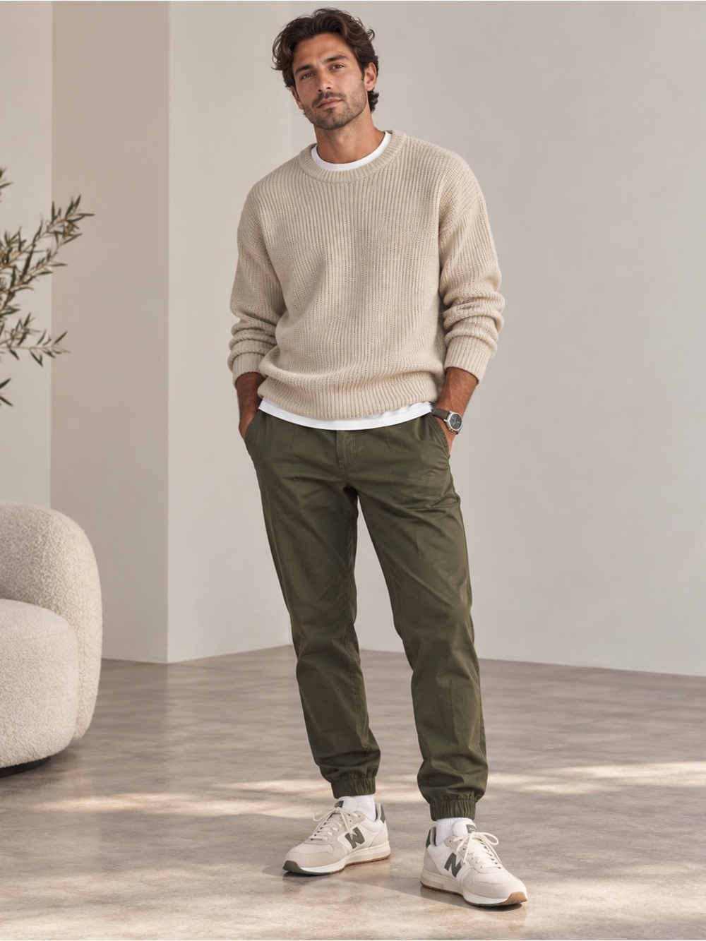 Kith Classics Mercer Jogger Pants 36 Olive Green Cotton Twill Streetwear